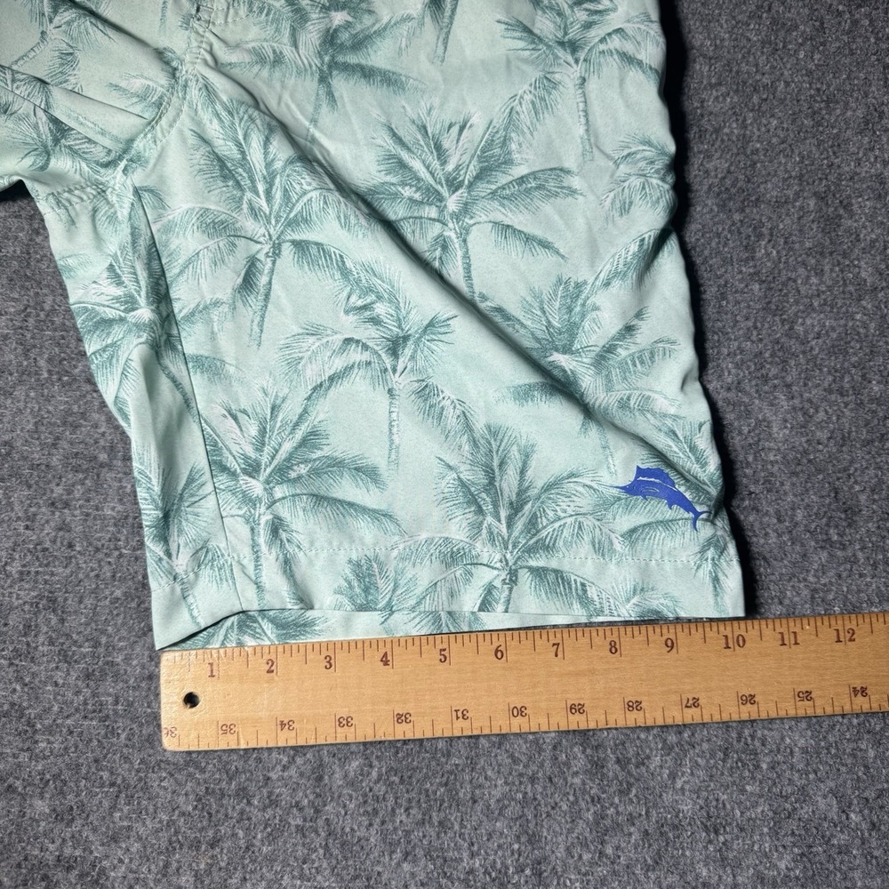 Tommy Bahama Swim Trunks Mens M Green Tropical Palm Print Board Shorts Liner - Picture 12 of 13